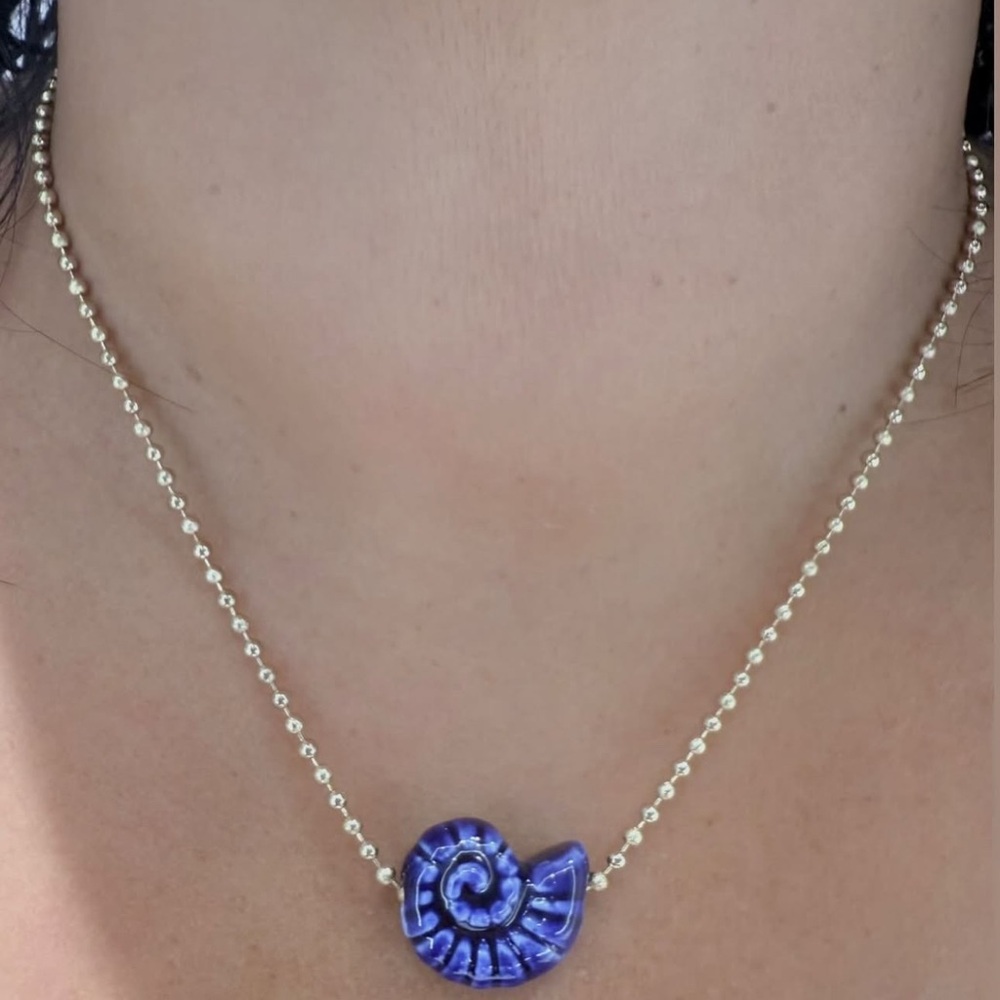 Elegant Blue Ammonite Necklace